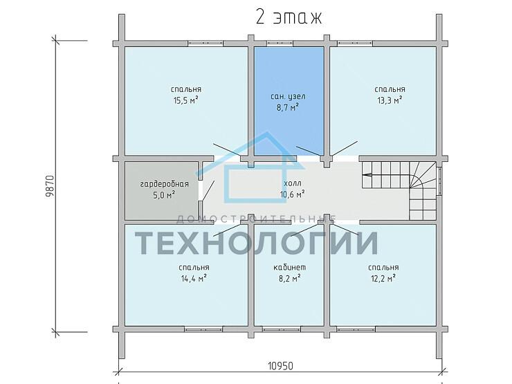 Дом шале из бруса с сауной полутораэтажный 10х11 Мира